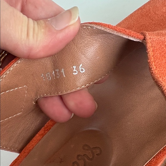 Homers Artisan orange suede platform slingback sandals - Picture 7 of 16